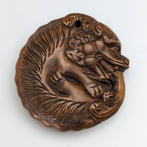 Japanese vintage dragon wooden netsuke